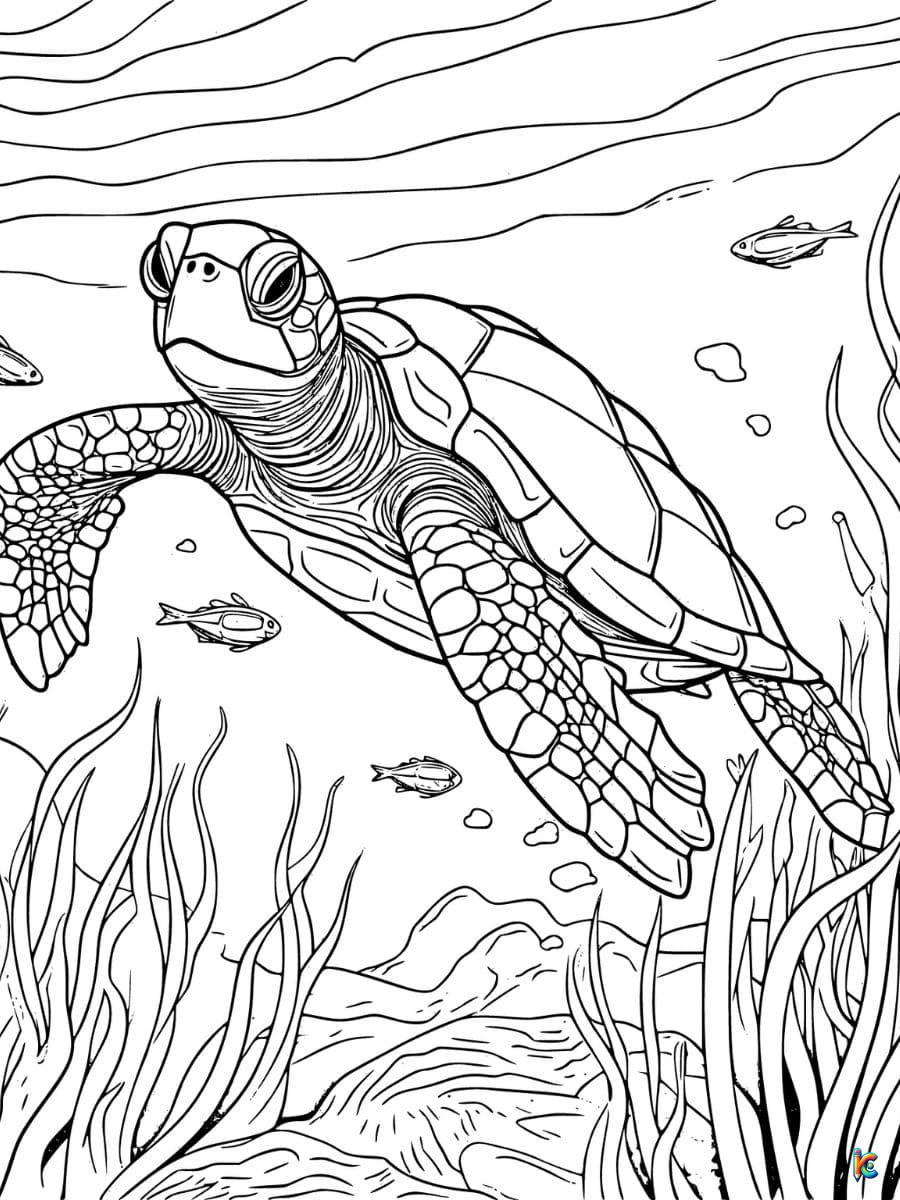 free printable sea turtle realistic coloring pages