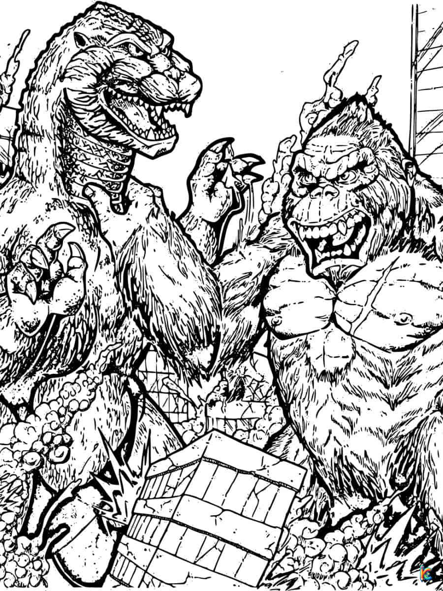 godzilla vs kong coloring page