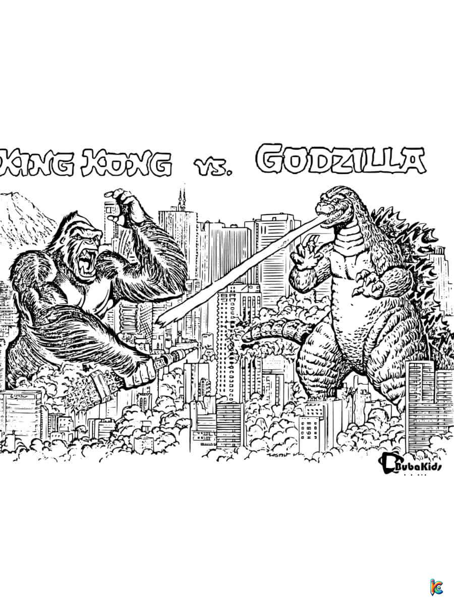 godzilla vs kong coloring pages