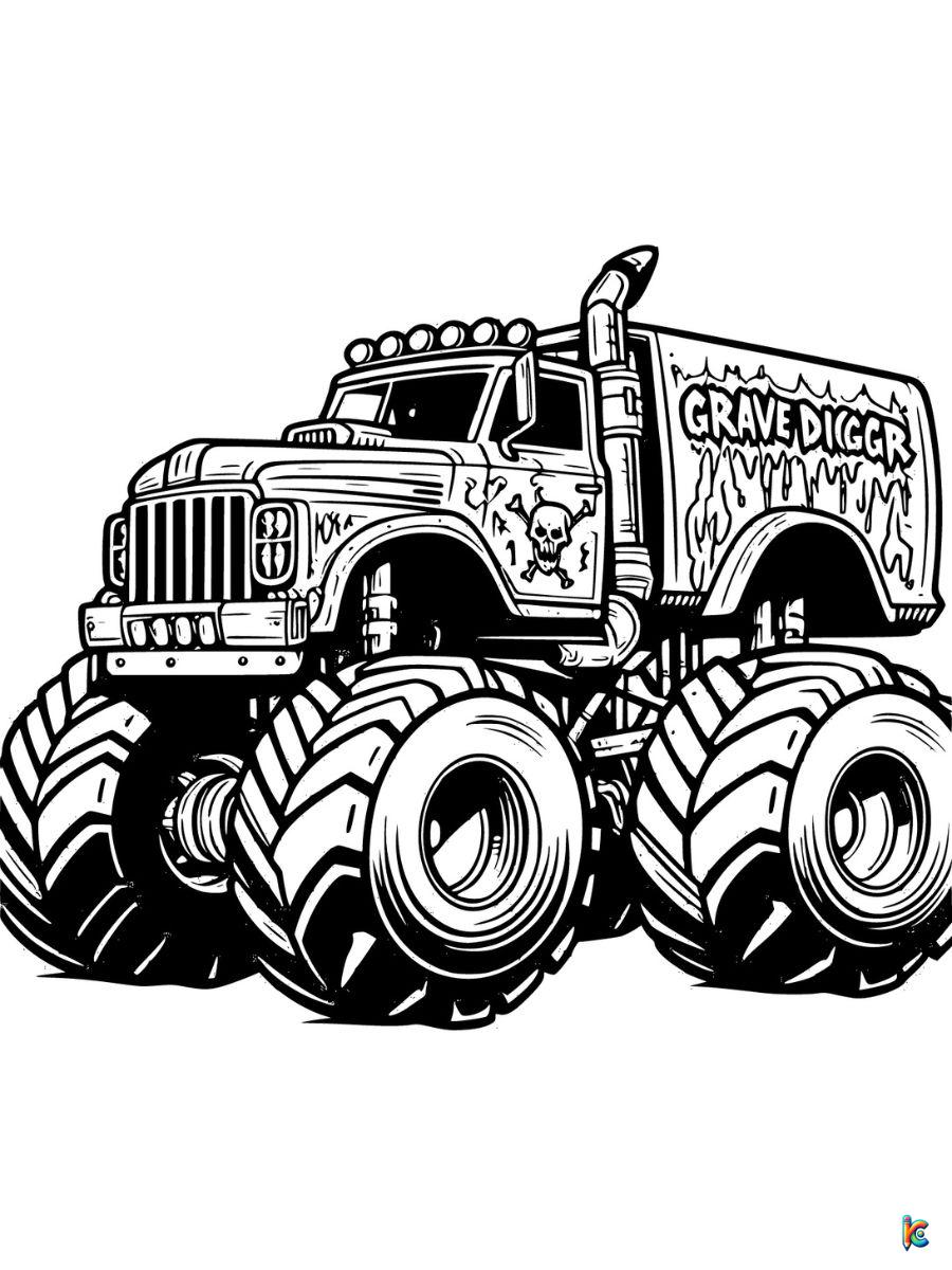 grave digger monster truck coloring page