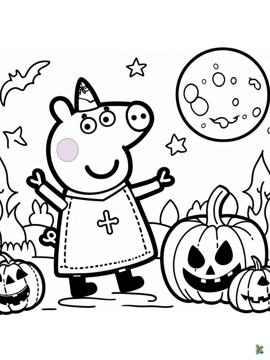 halloween peppa pig coloring pages