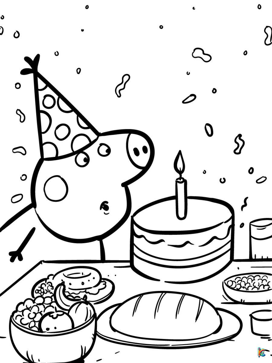 happy birthday peppa pig coloring pages