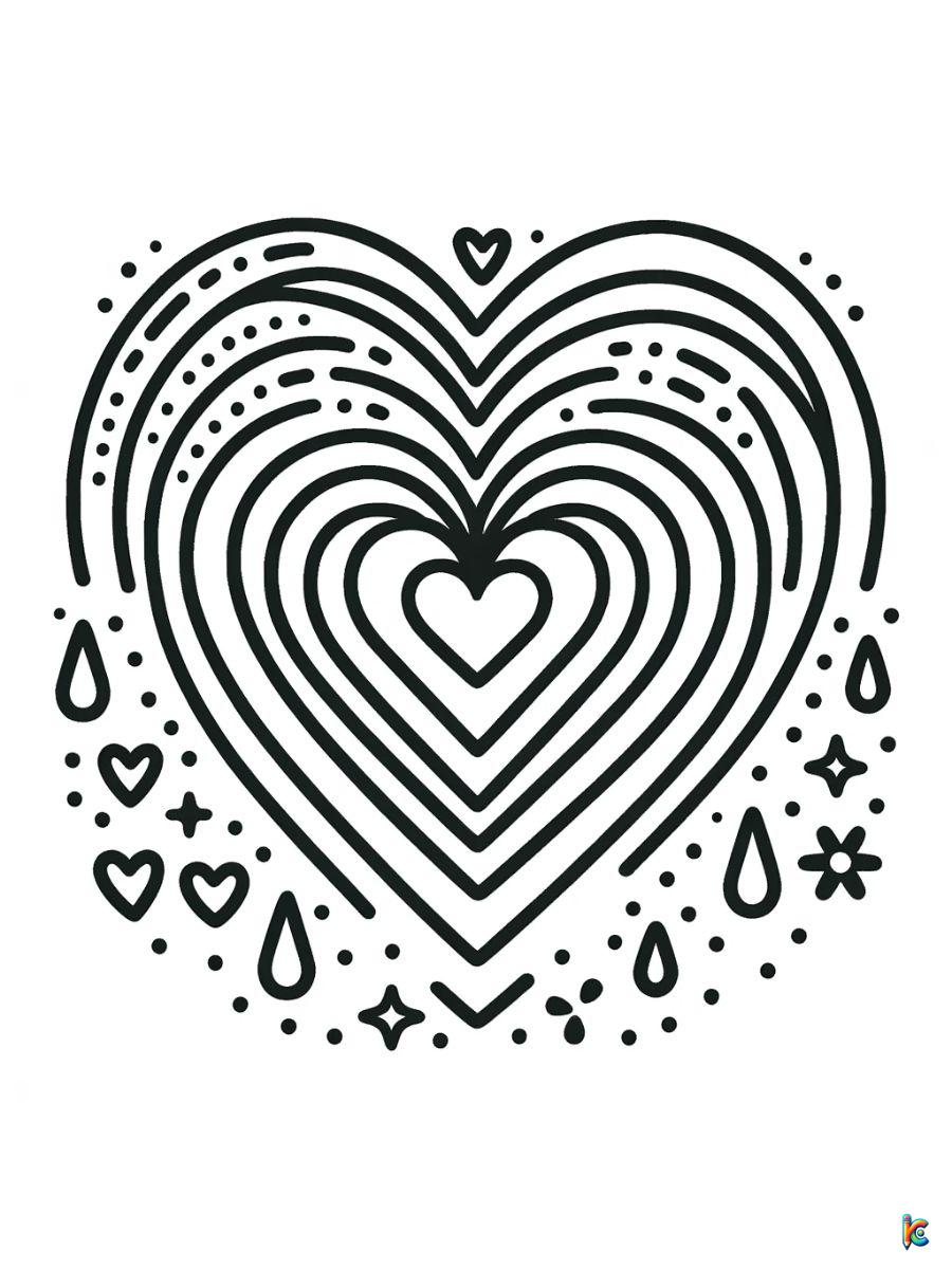 heart rainbow coloring page