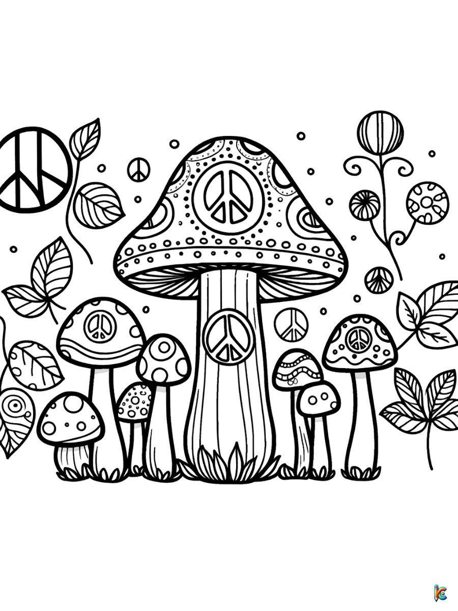 hippie mushroom coloring pages free