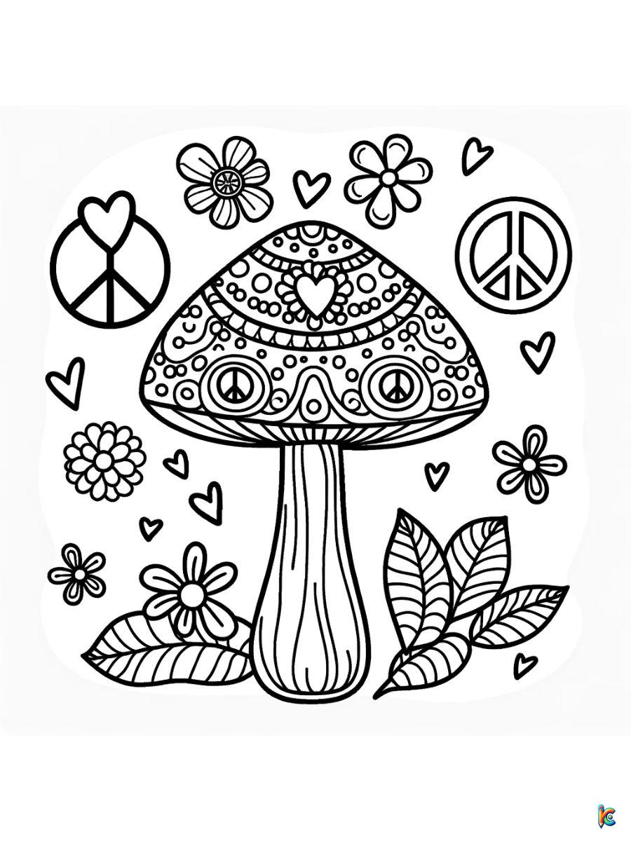 hippie mushroom coloring pages printable