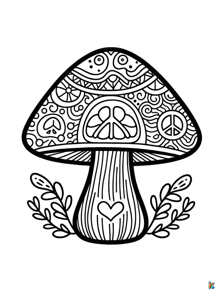 hippie mushroom coloring pages to print