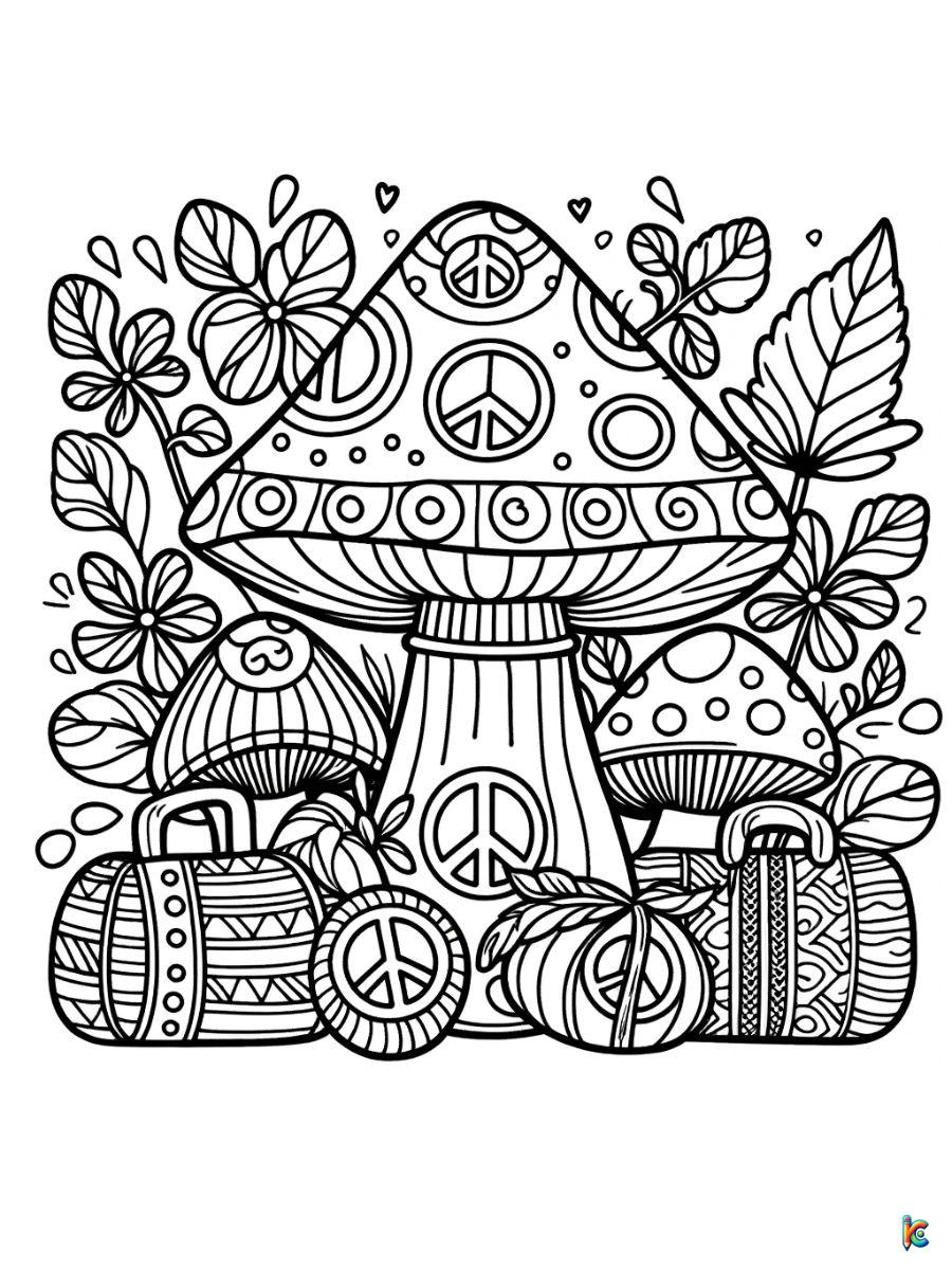 hippie mushroom coloring pages