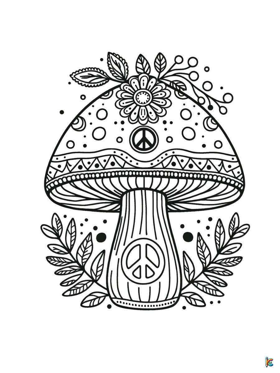hippie mushroom coloring sheets