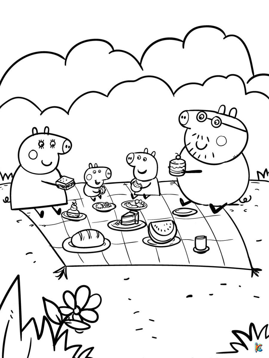how to draw peppa pig family coloring pages