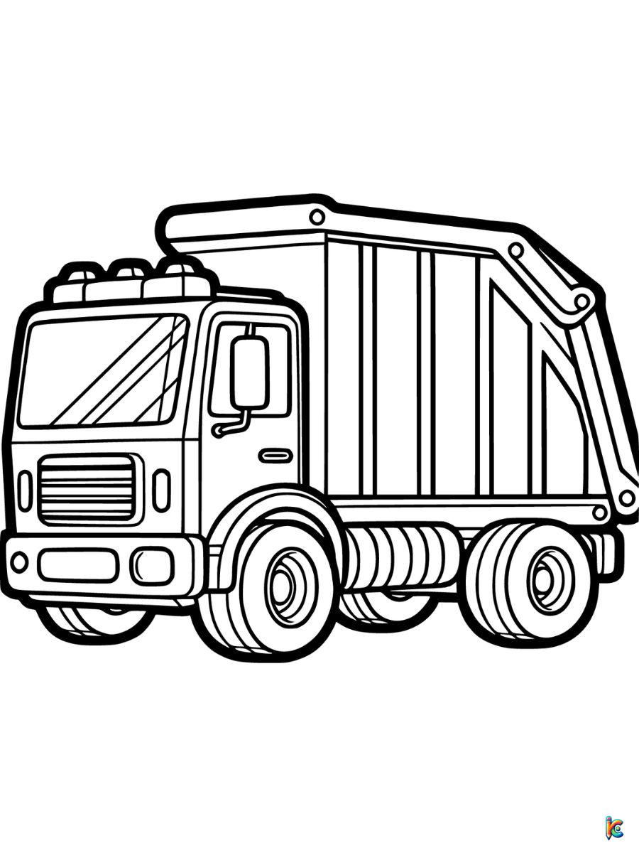 kids trash truck coloring page