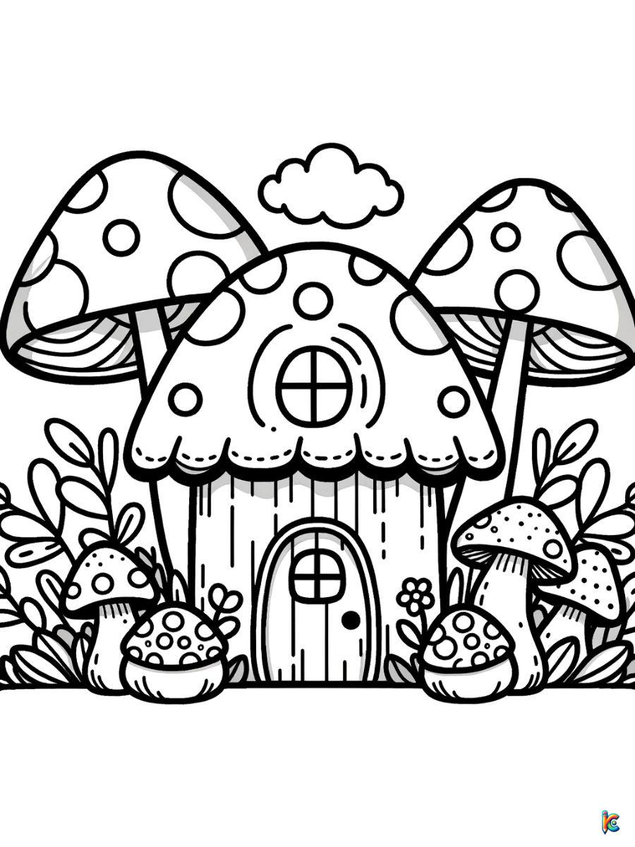 mushroom house coloring pages