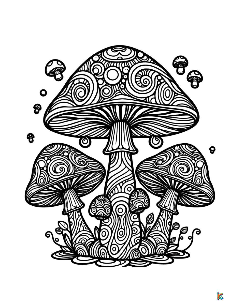 mushroom trippy coloring pages
