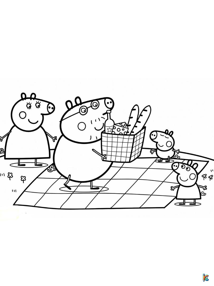 peppa pig and family coloring pages