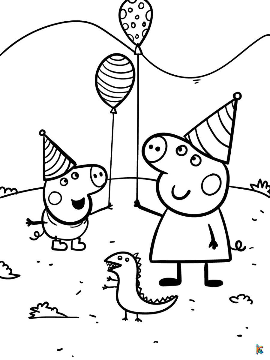 peppa pig and friends at the park coloring pages