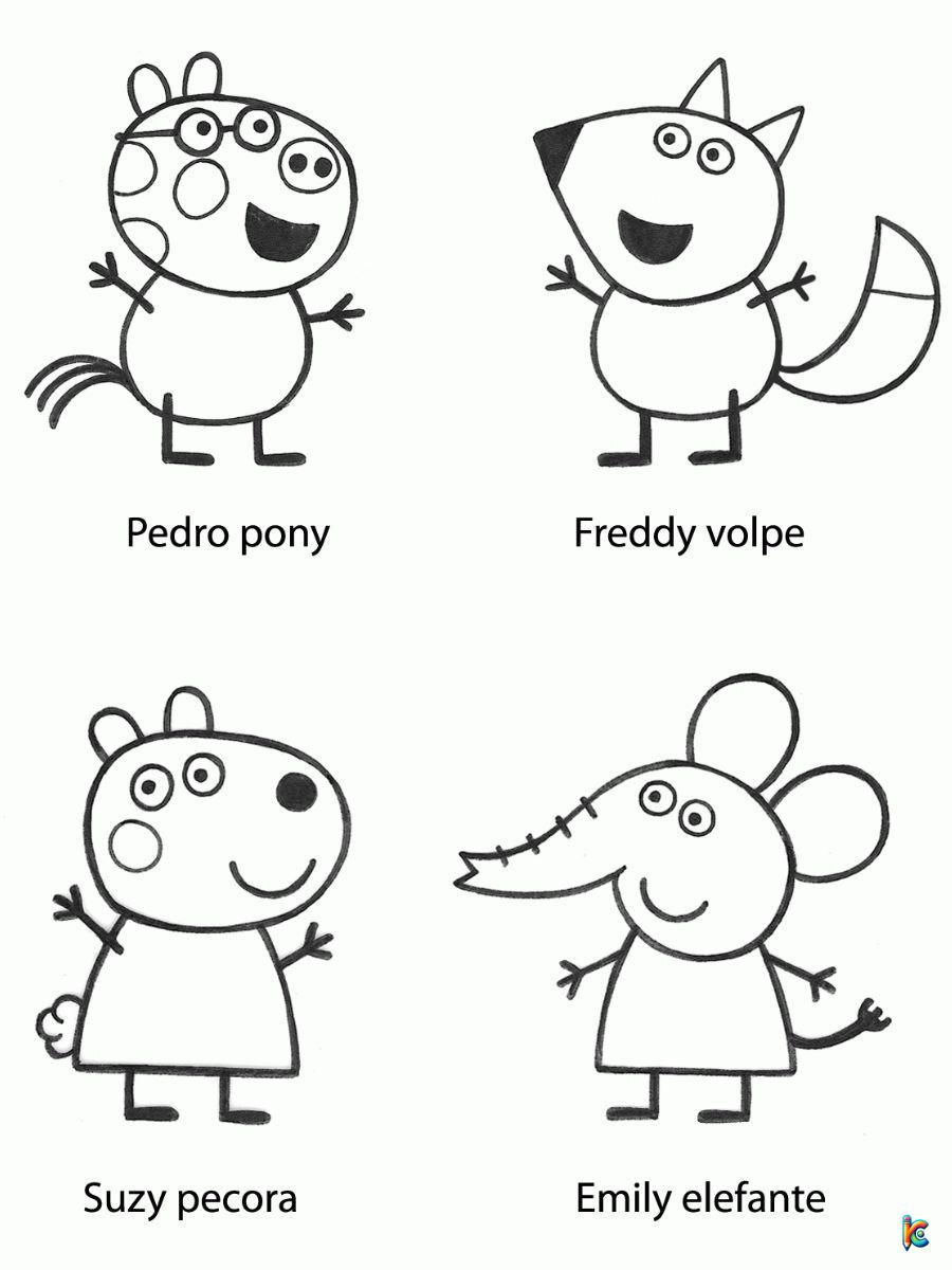 peppa pig and friends coloring page