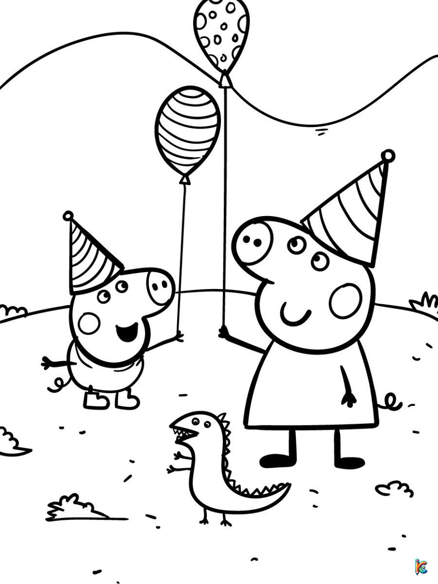 peppa pig birthday coloring page