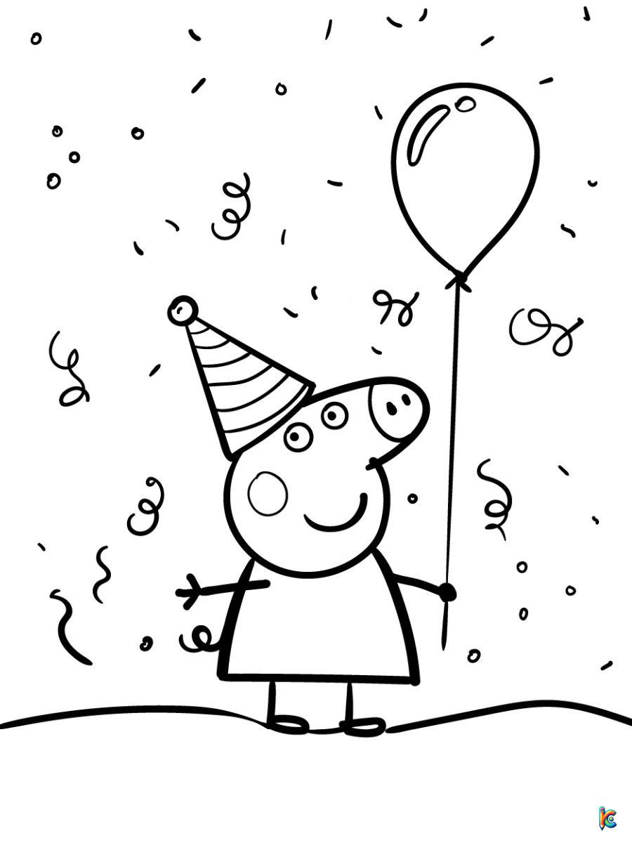 peppa pig birthday coloring pages