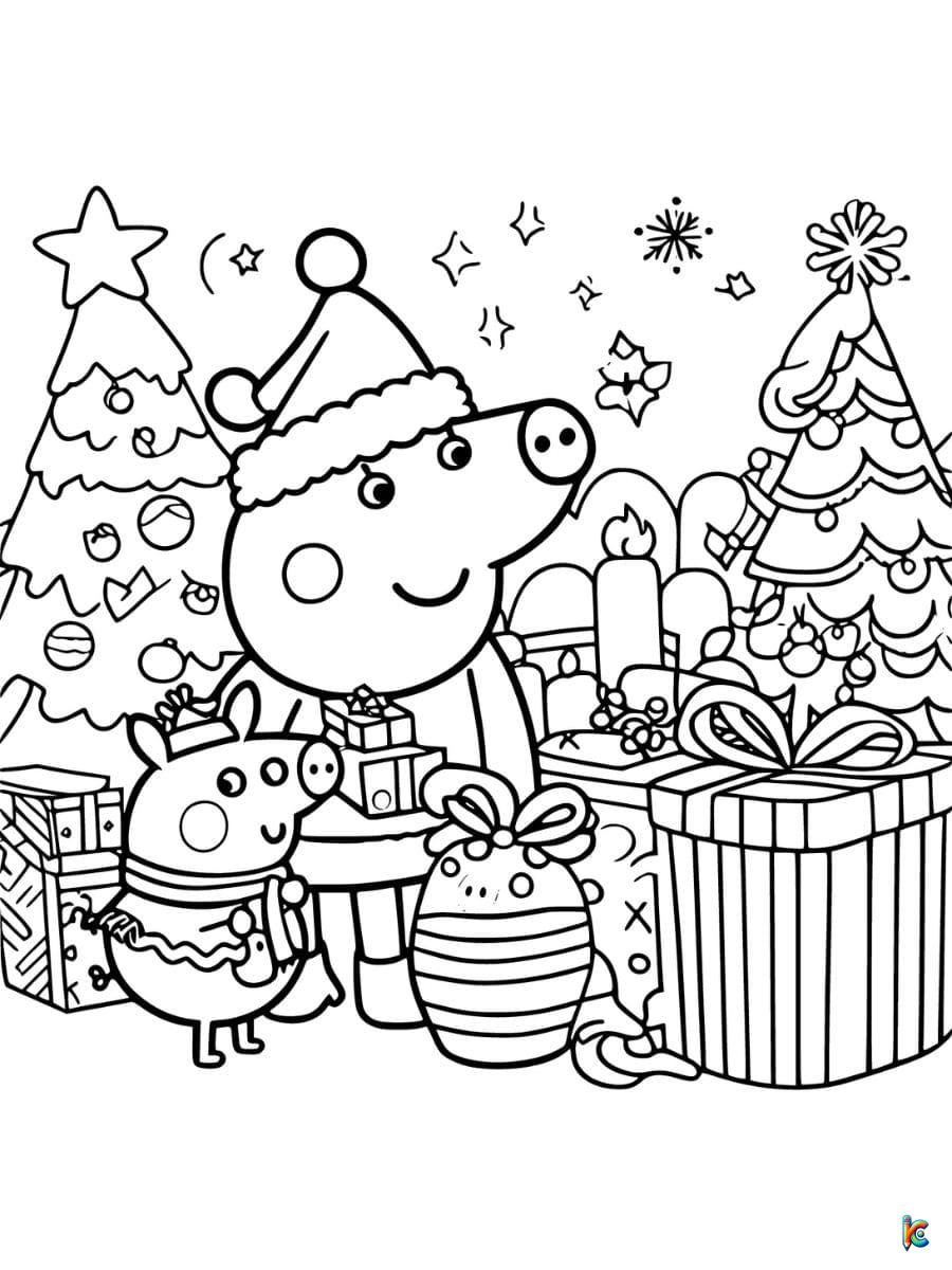 peppa pig christmas coloring pages