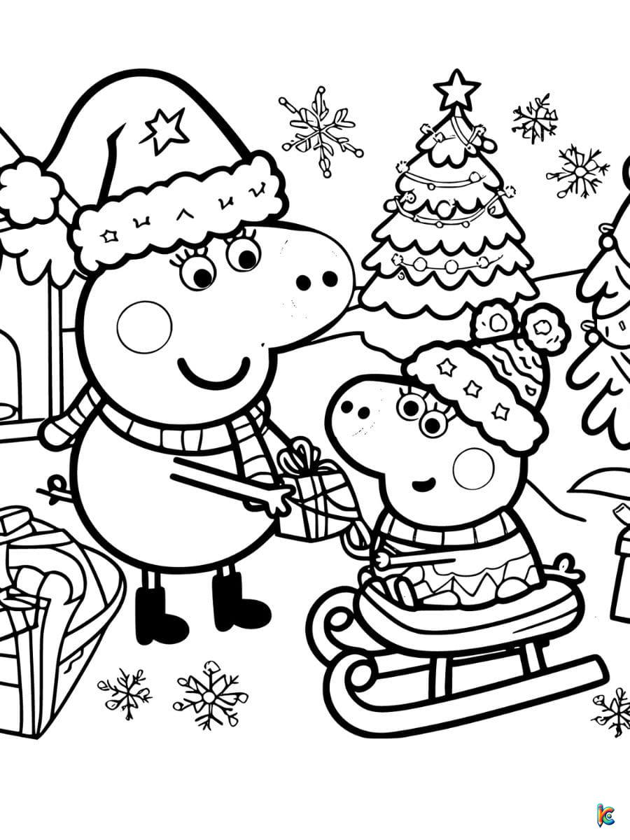 peppa pig coloring pages christmas