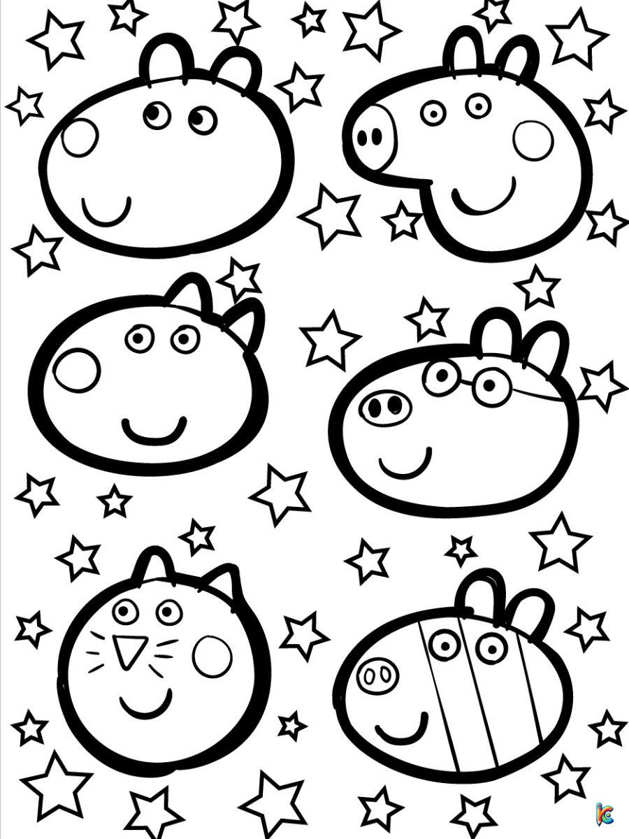 peppa pig friends coloring pages