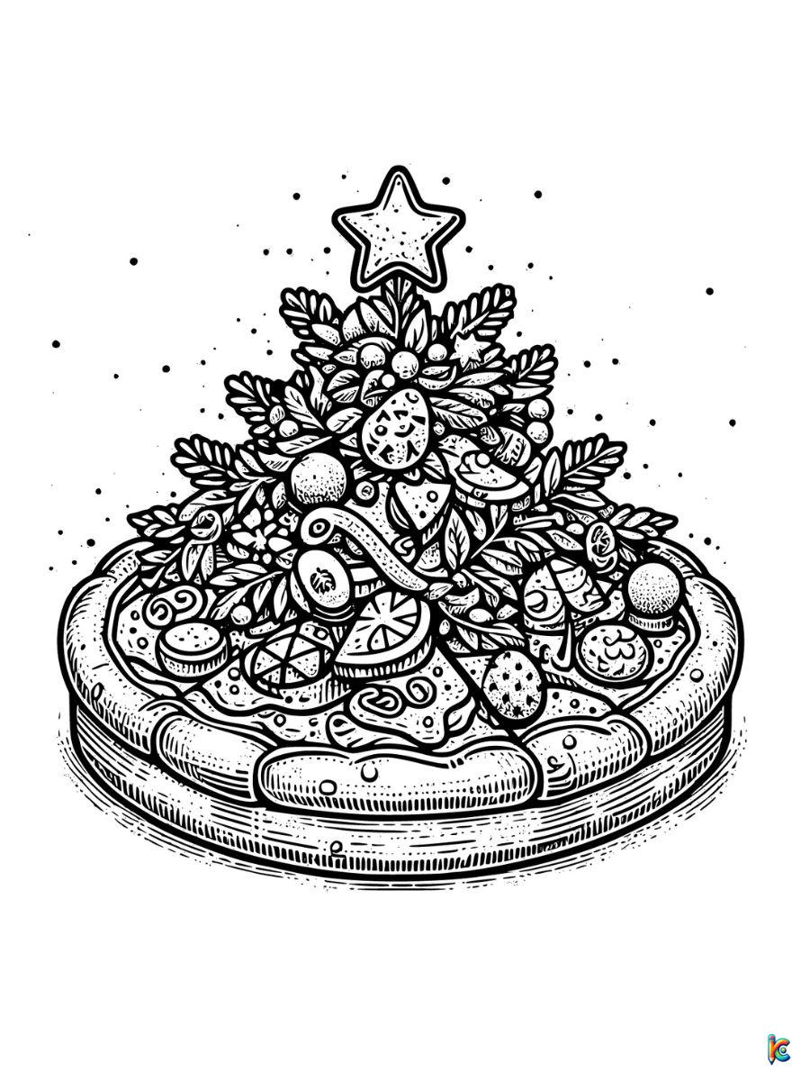 pizza christmas tree coloring page