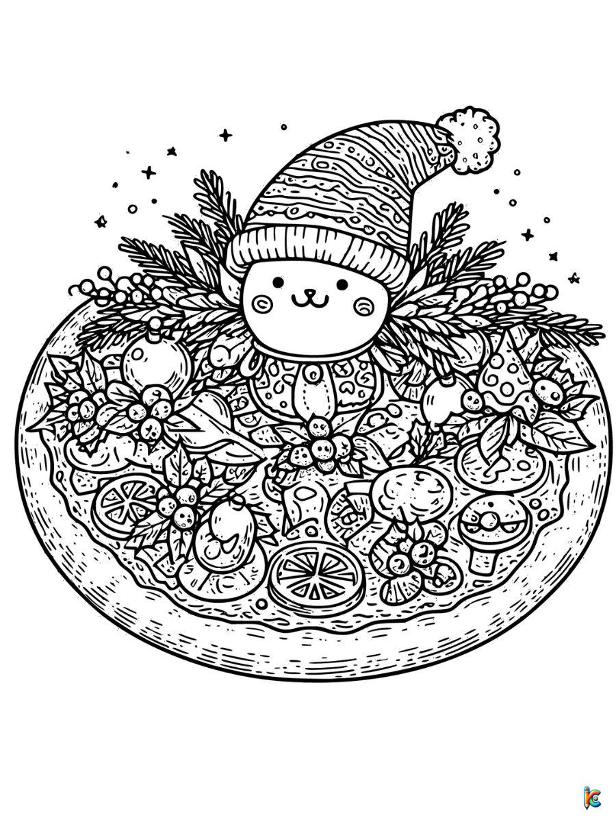 pizza christmas tree coloring pages