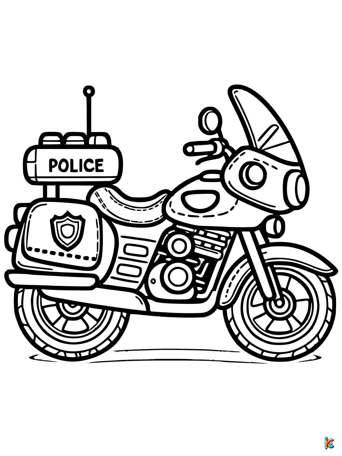 police motorcycle coloring page