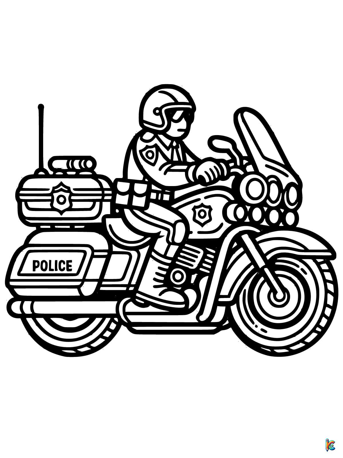 police motorcycle coloring pages free