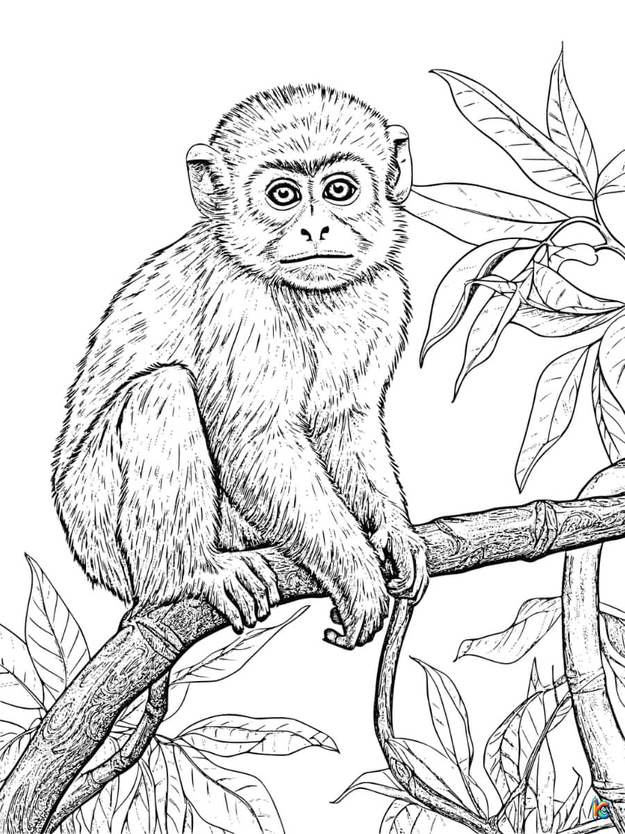printable coloring pages of realistic spider monkeys
