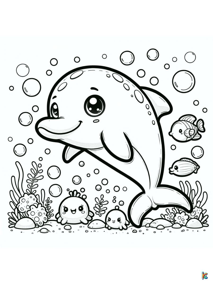 printable cute dolphin coloring pages