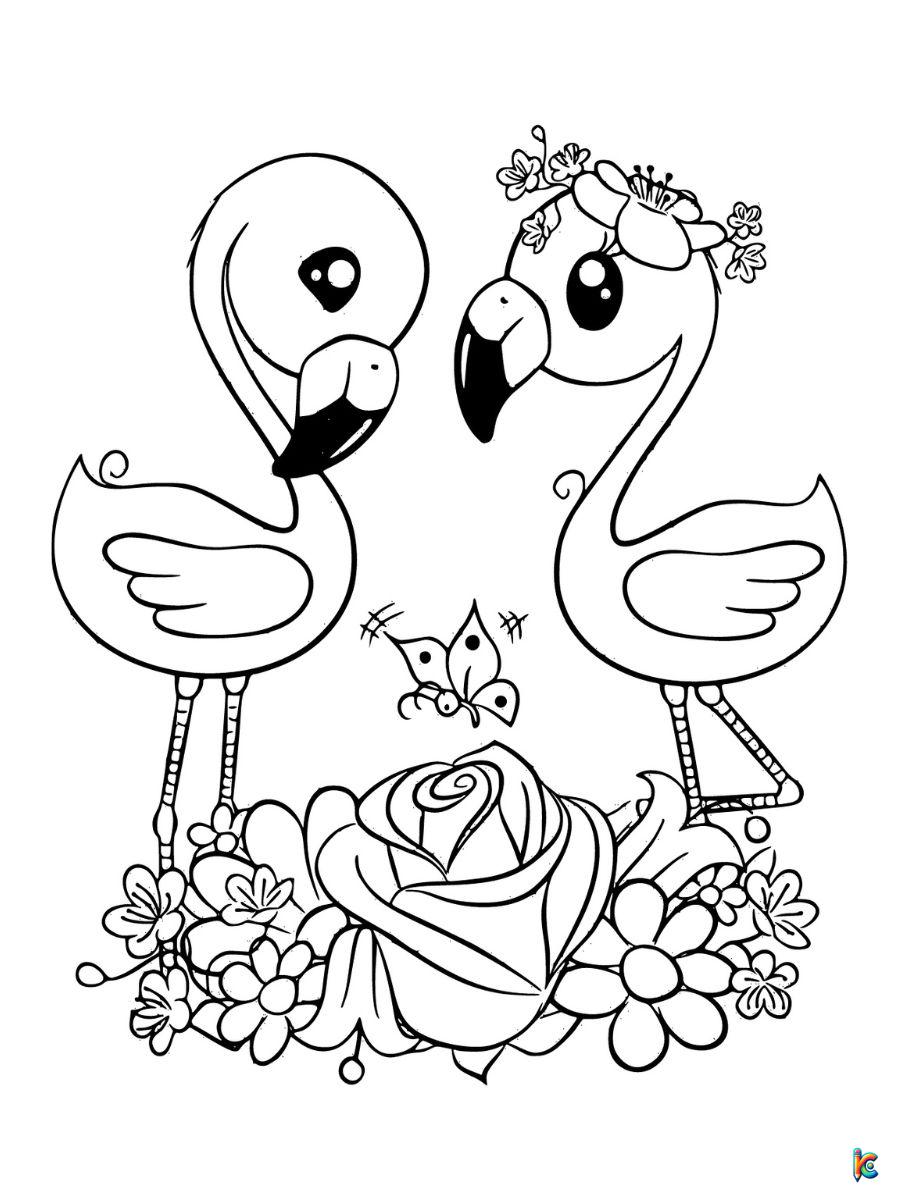 printable cute flamingo coloring pages