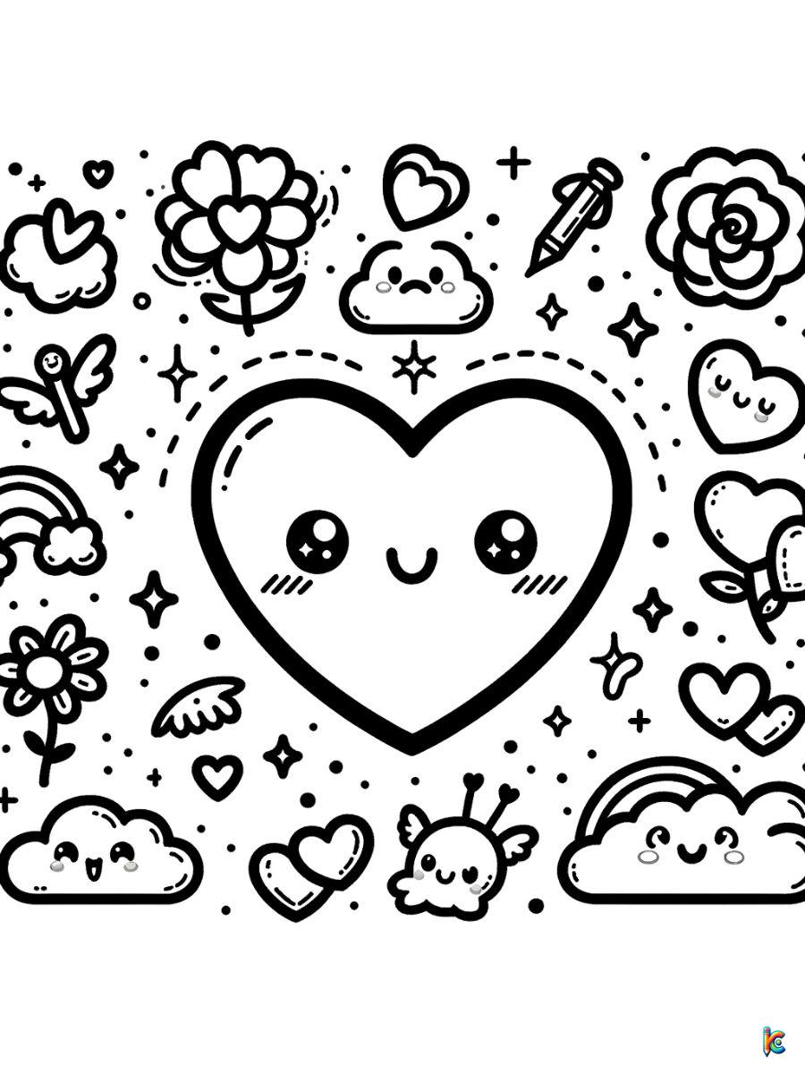 printable cute heart coloring pages