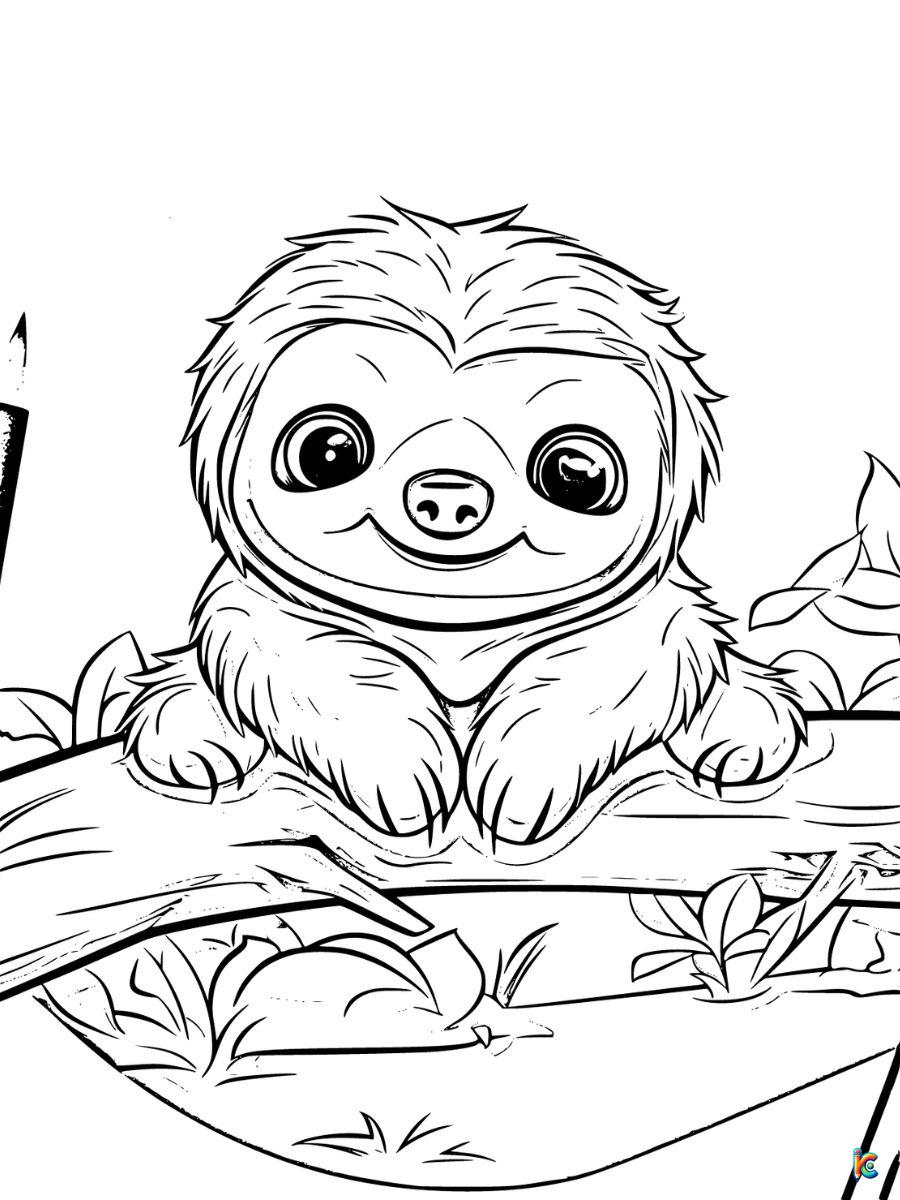 printable cute sloth coloring pages