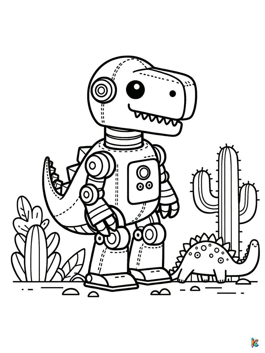 printable robot dinosaur coloring pages free
