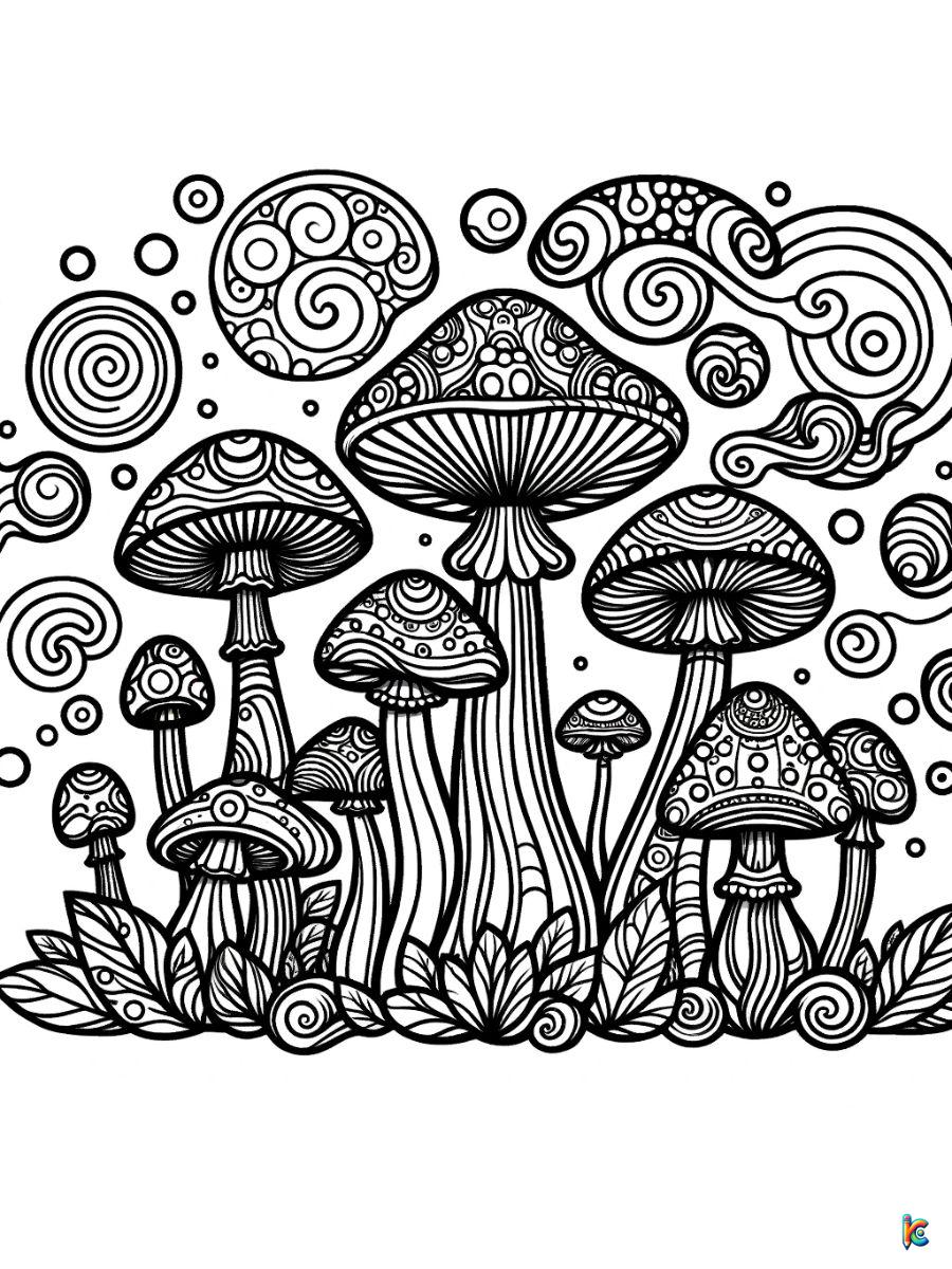 printable trippy mushroom coloring pages