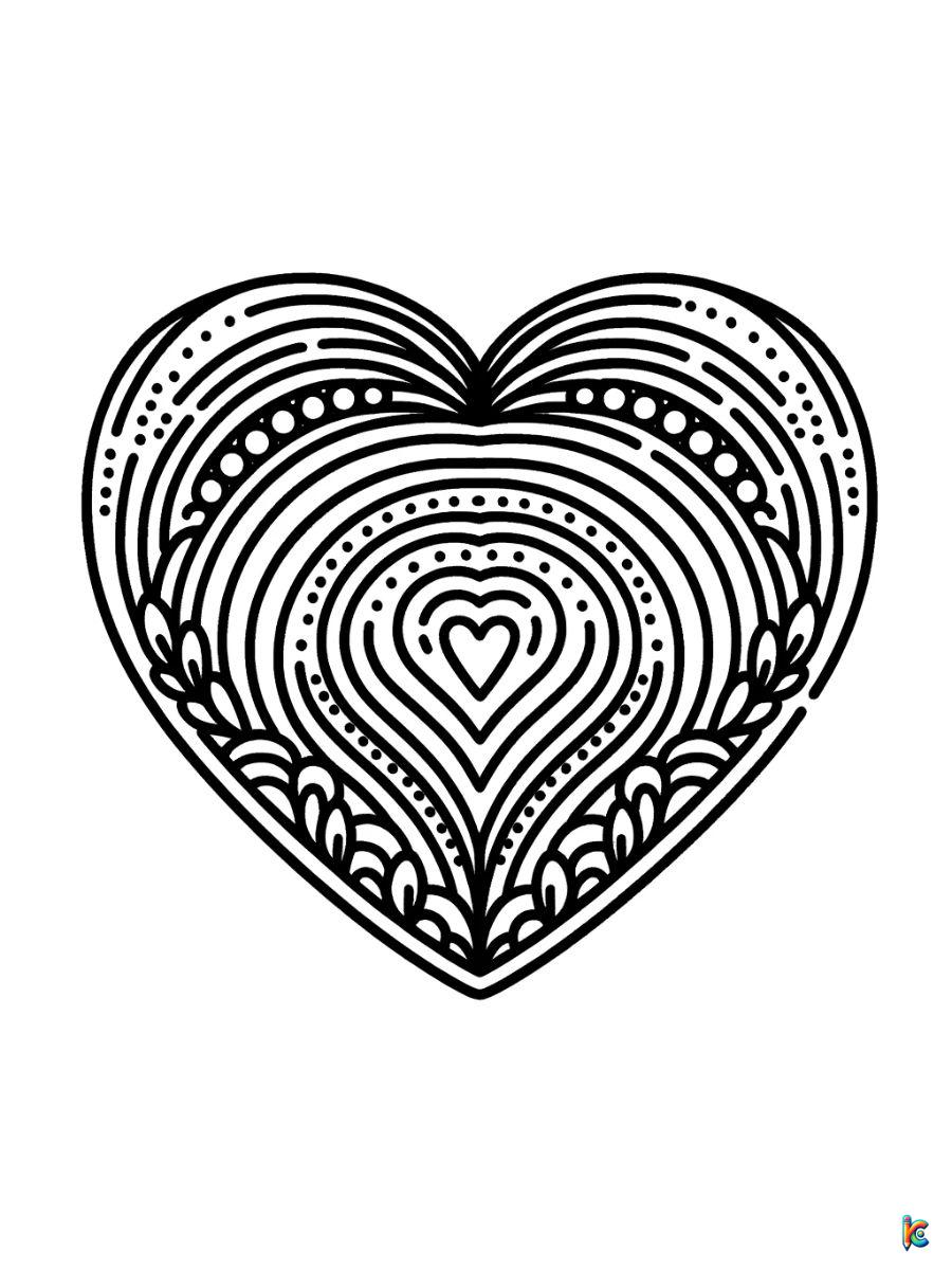 rainbow heart coloring page