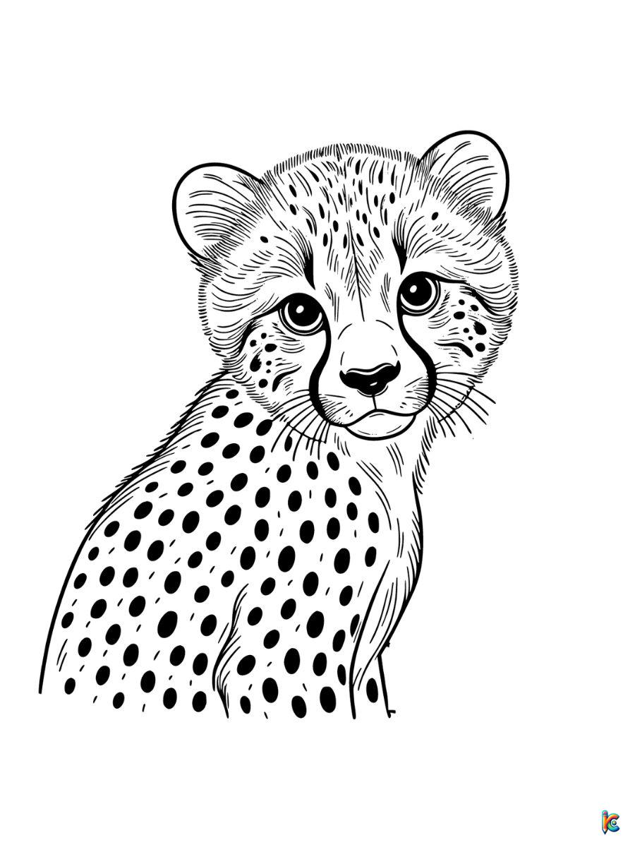 realistic cheetah coloring pages free