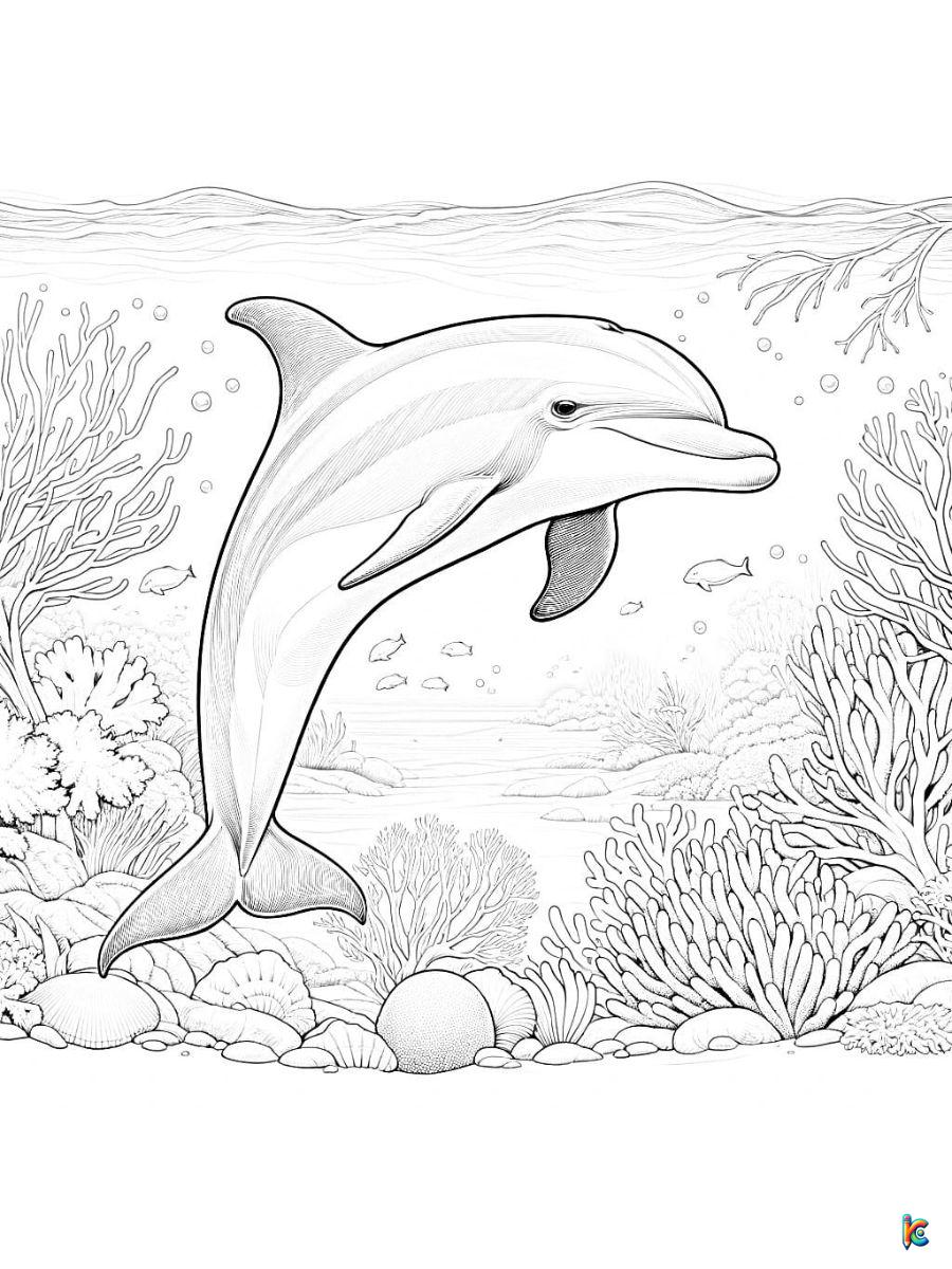 realistic dolphin coloring page