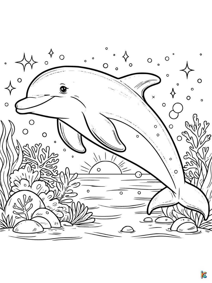 realistic jumping dolphin coloring pages