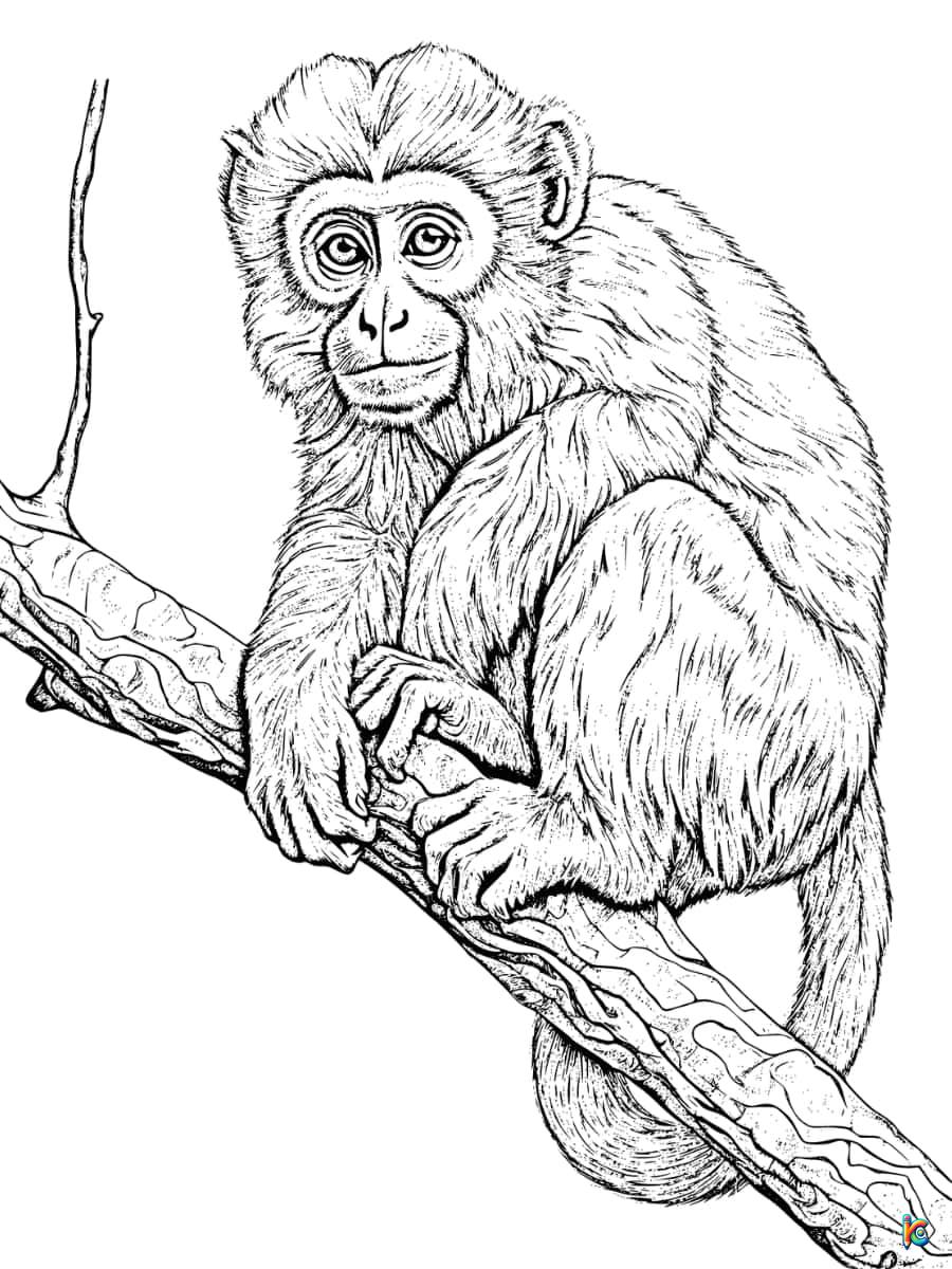 realistic monkey coloring pages hang