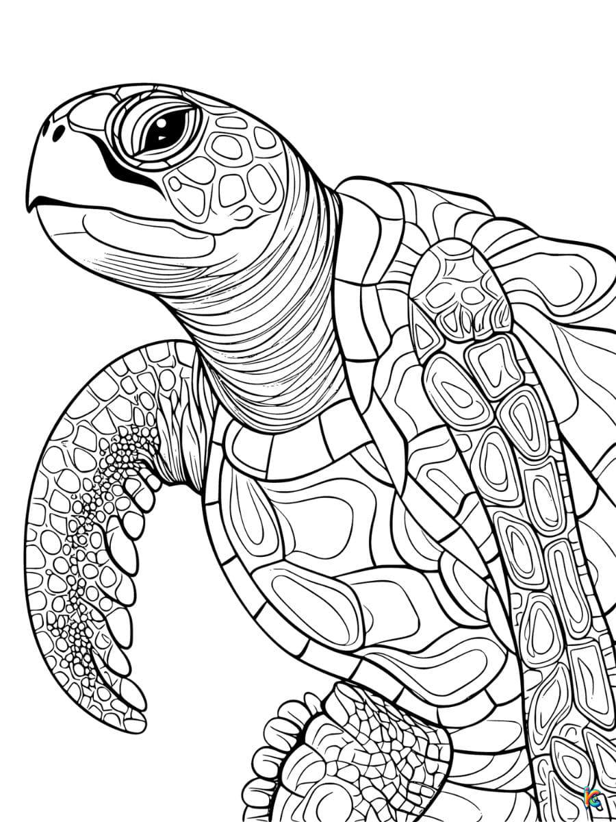 realistic sea turtle coloring page
