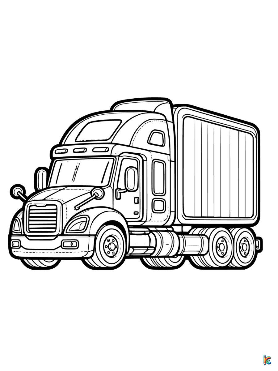 realistic semi truck coloring pages
