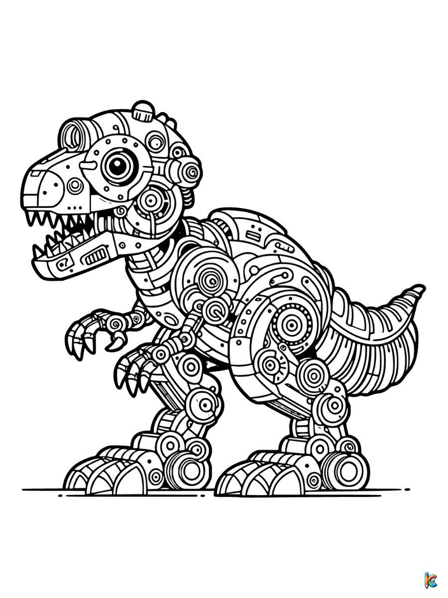 robot dinosaur coloring page