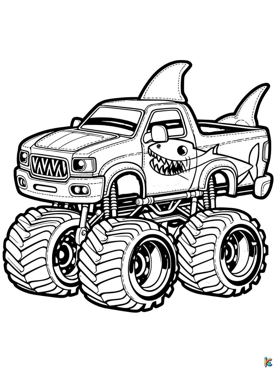shark monster truck coloring pages