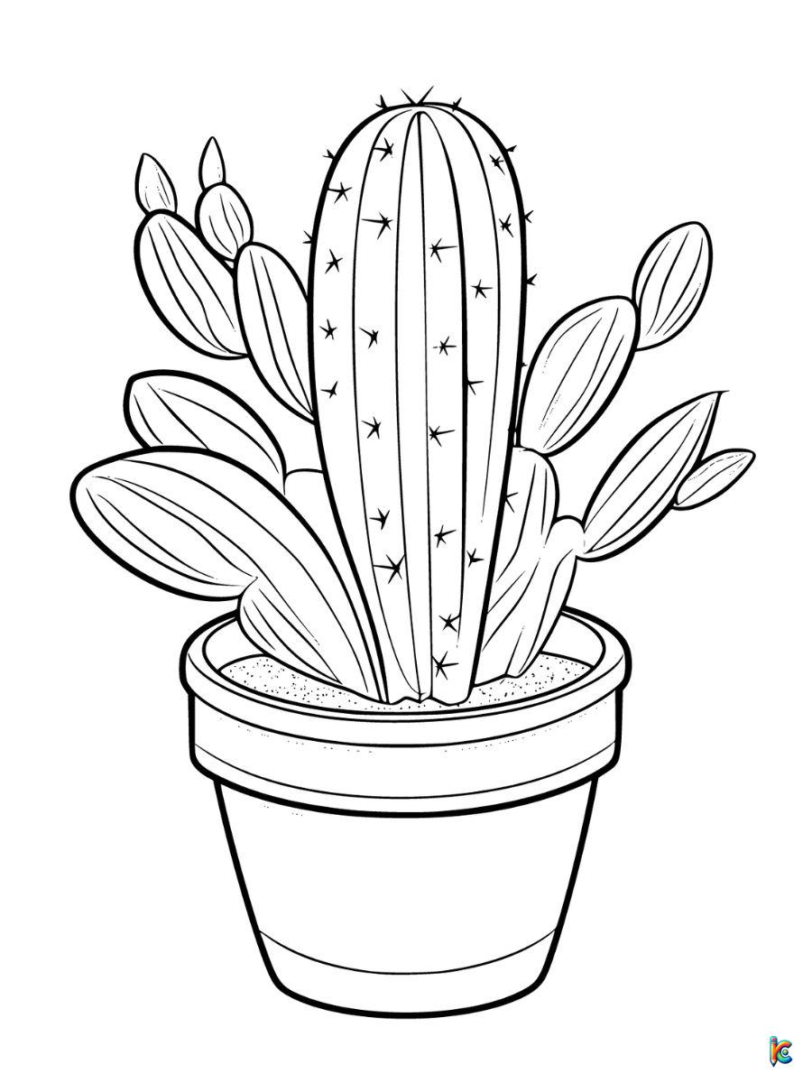 simple cactus coloring page