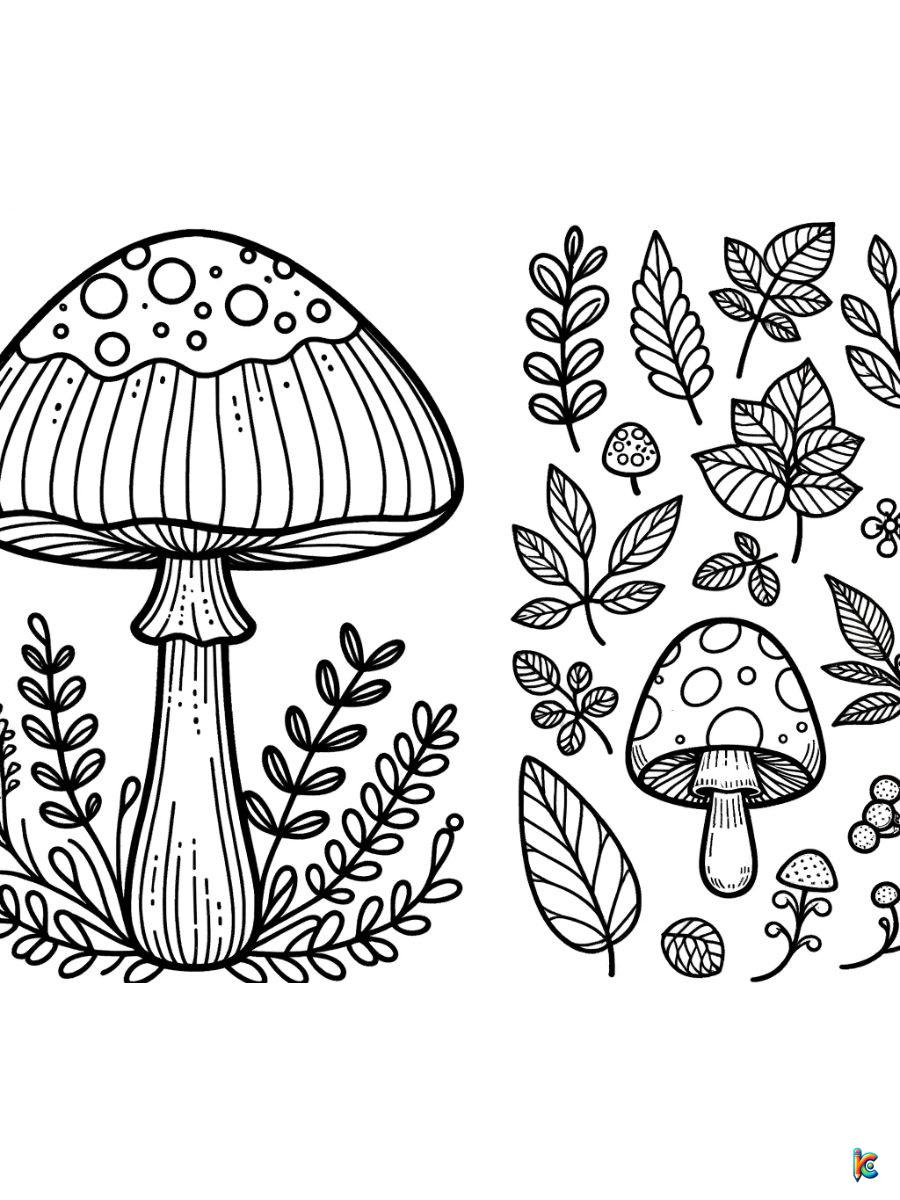 simple mushroom coloring pages