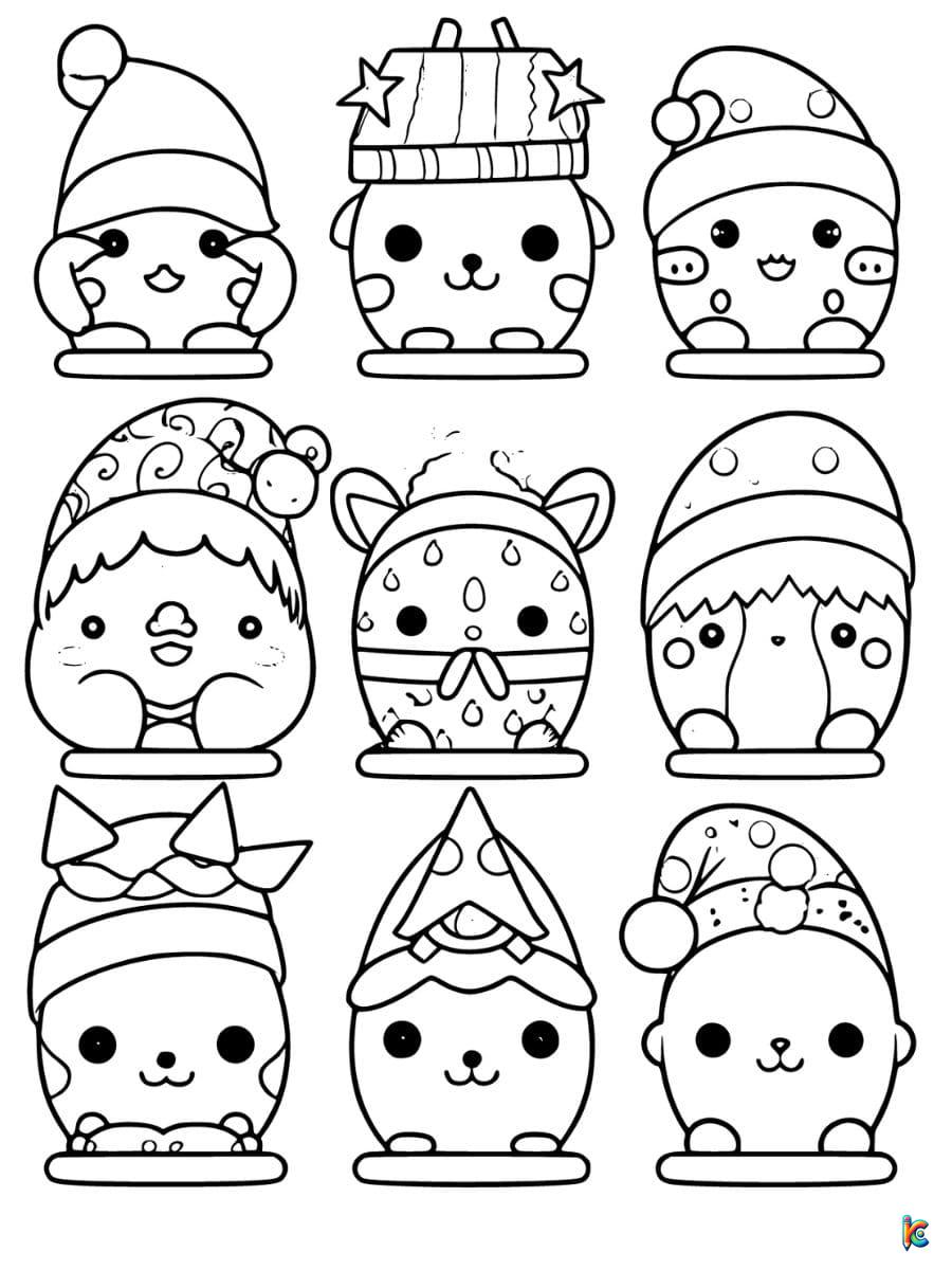 squishmallows christmas coloring pages