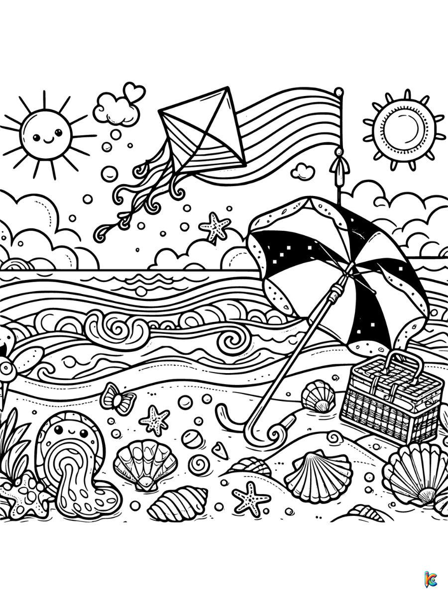 summer beach coloring pages