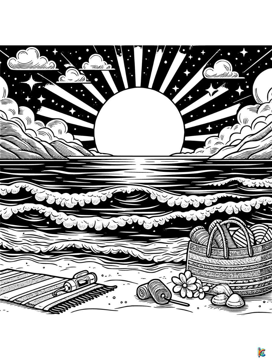 sunset beach coloring pages