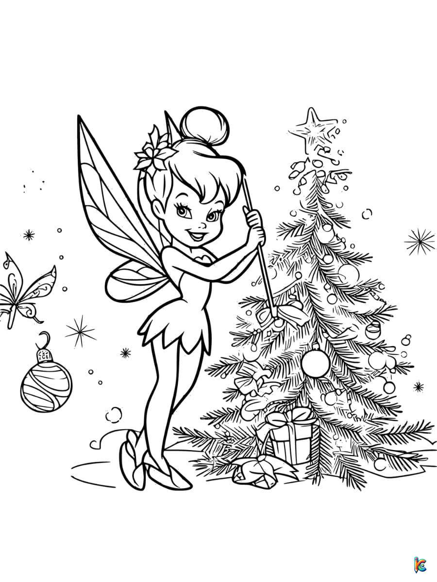 tinkerbell christmas coloring page